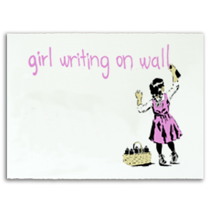 Girl Writing On Wall Print